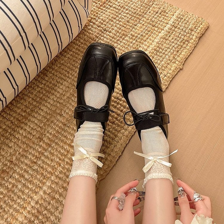 Women Minimalist Elastic Lace-Up Front Tie Bow Flats Casual Daily  Matching