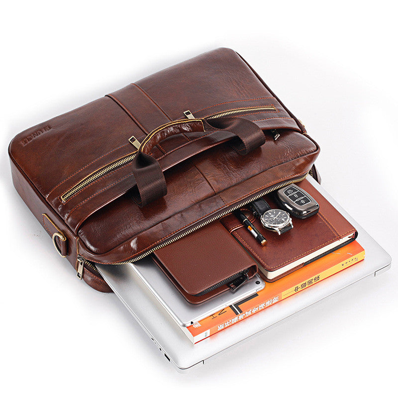 New leather men's briefcase