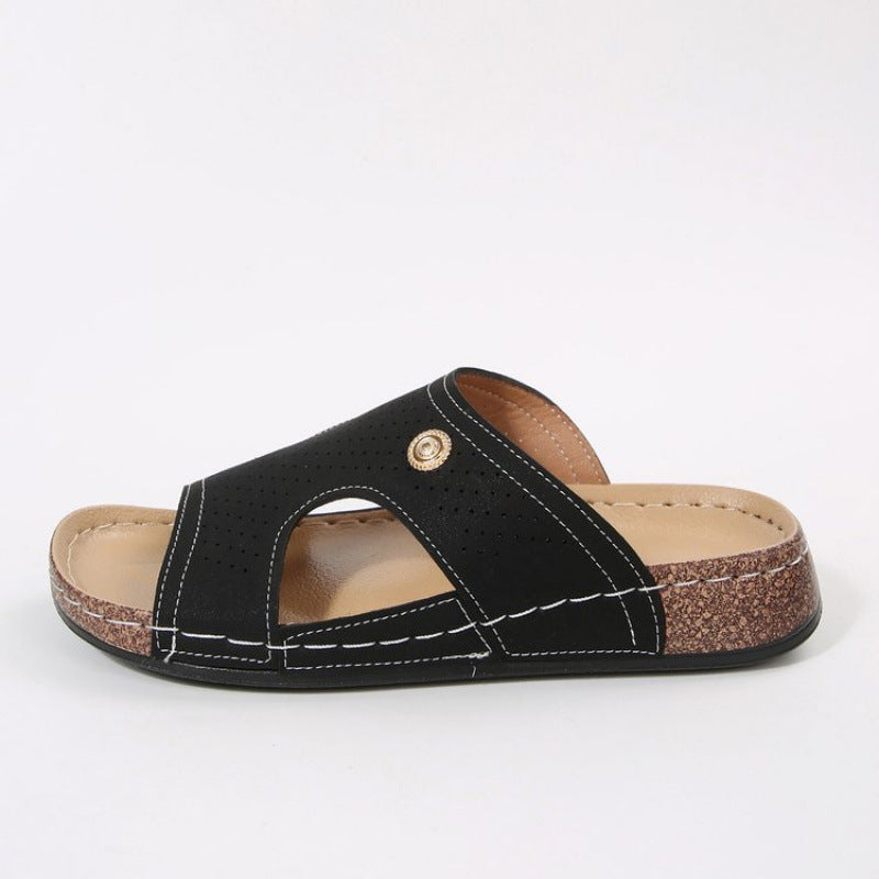 Multi-colored Hollow-out Slide Sandals