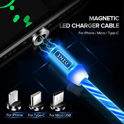 LED Magnetic USB Cable Type-C Micro Fast Charging