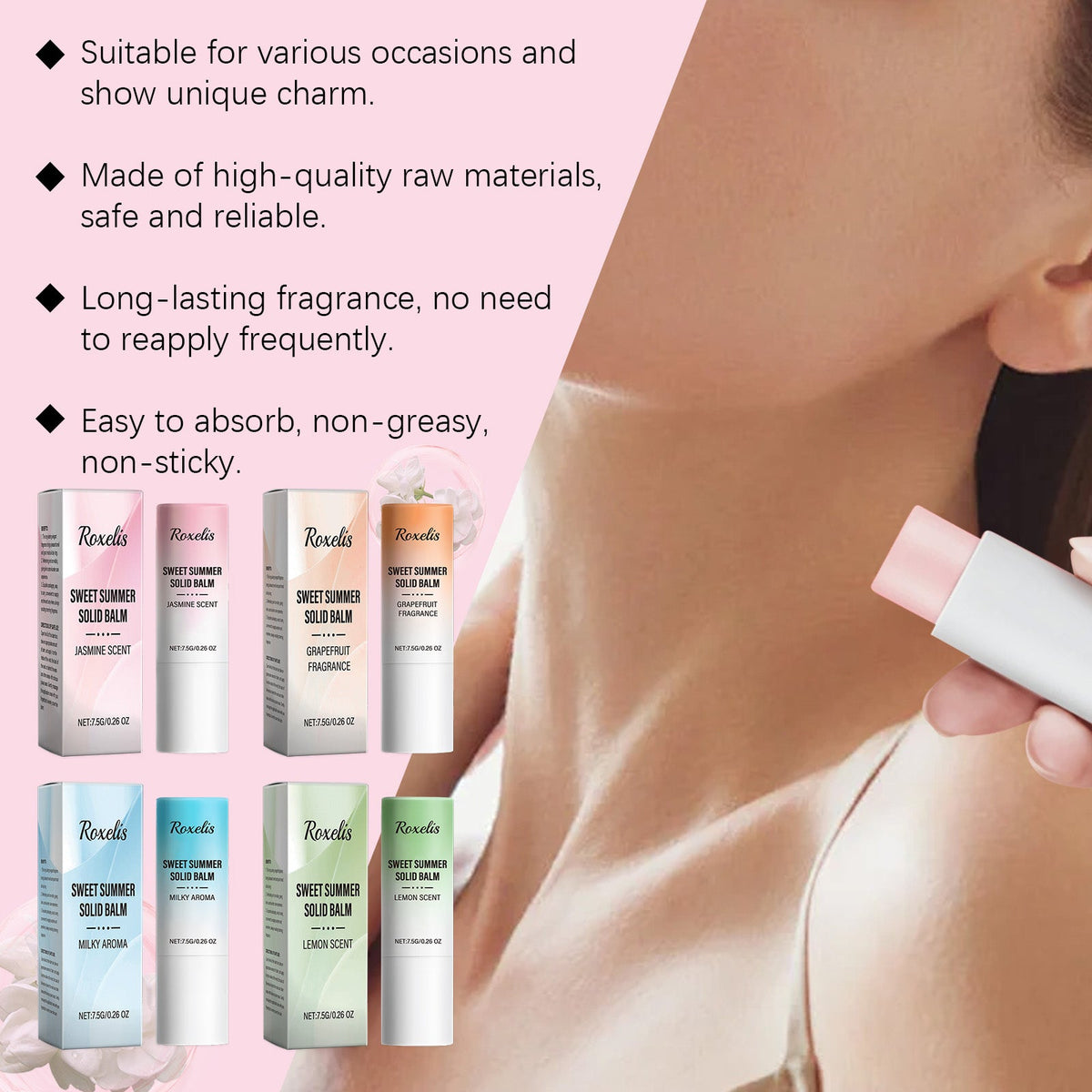 Sweet Summer Solid Balm Series Fresh And Elegant Portable Care Solid Balm With Fragrance And Charm
