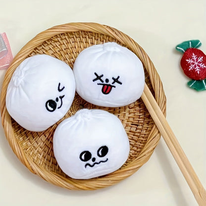 Pet Plush Bun Sound Biting Small Steamed Bun Durable Slow Feeding Hide Food Intelligent Sniffing