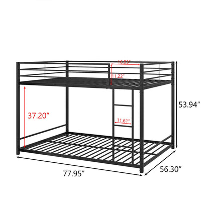 Metal Bunk Bed Full Over Full Bunk Bed Frame with Safety Guard Rails Heavy Duty Space-Saving Design Easy Assembly Black