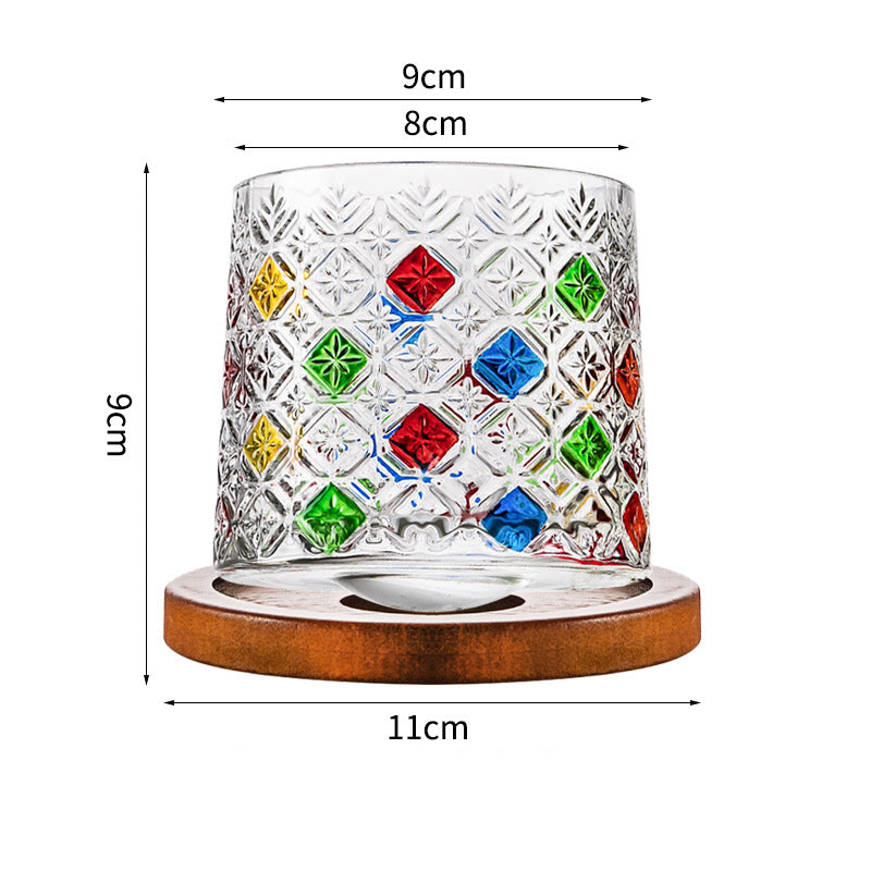 Hand drawn rotating glass cups multiple multi-purpose whiskey glasses rotating glass cups