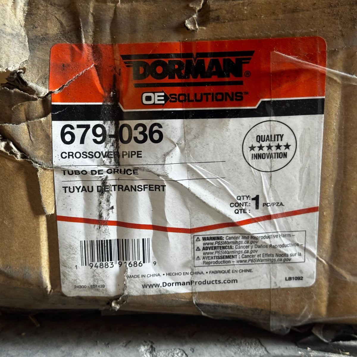 DORMAN Exhaust Crossover Pipe Compatible With Select Ford Models 50"L Gray 679-036