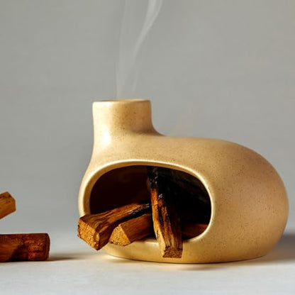 Ceramic Incense Burner with Palo Santo and Sage for Aromatherapy