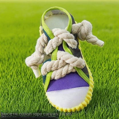 Durable Dog Toy Slippers for Self-Entertainment and Teeth Cleaning with Cotton Rope for Pet Dogs