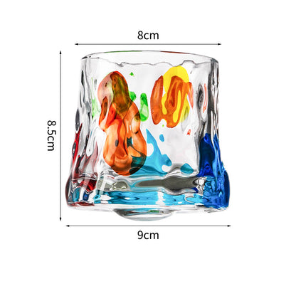 Hand drawn rotating glass cups multiple multi-purpose whiskey glasses rotating glass cups