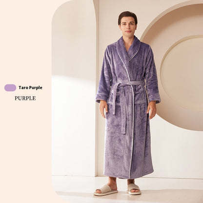 Extended Autumn And Winter Coral Fleece Bathrobe