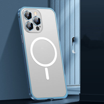 Magnetic Spring Buckle Metal Frame Phone Case Frosted