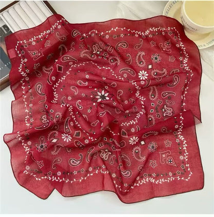 Korean-style Fresh And Delicate Floral Silk Scarf
