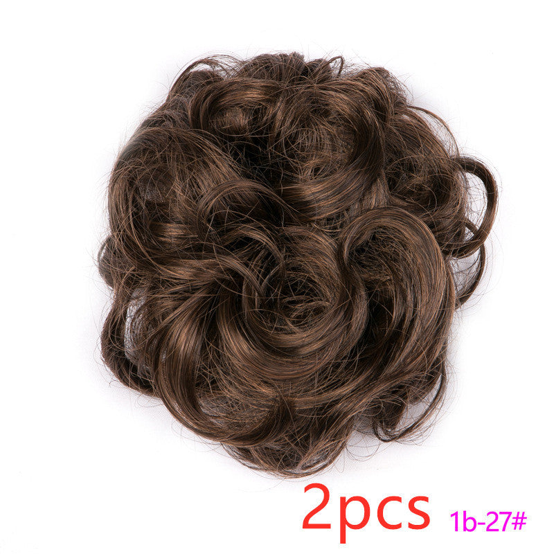 Fluffy Drawstring Curly Hair Bun Hair Set
