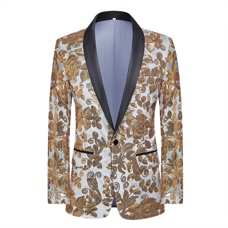 Mens Velvet Sequin Casual Versatile Blazer