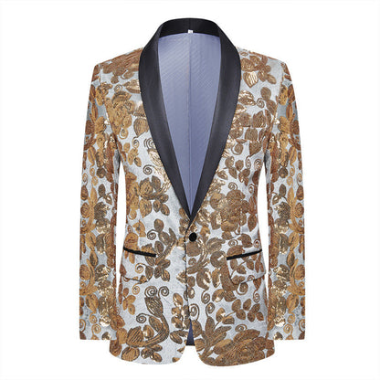 Mens Velvet Sequin Casual Versatile Blazer