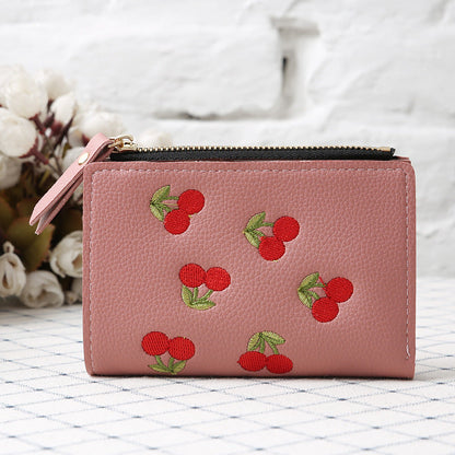 Cherry embroidery coin purse