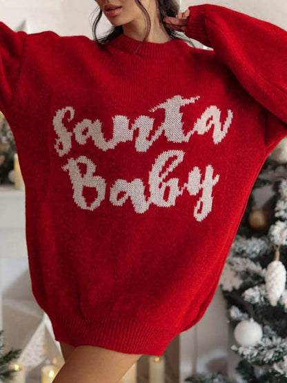 Christmas Letter Oversized Sweater Dress