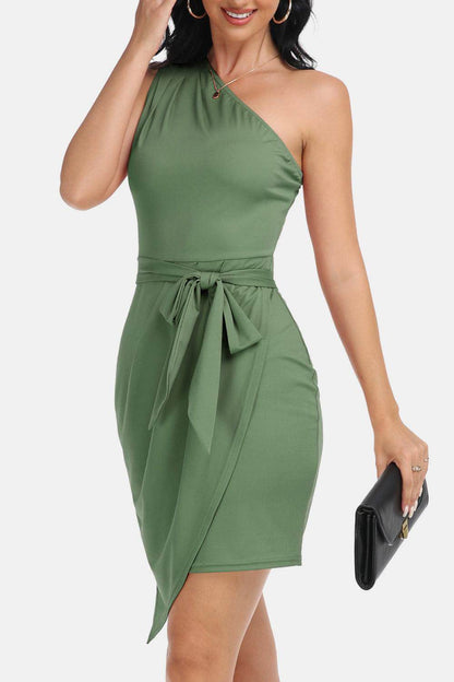 Chic Tie Front One-Shoulder Sleeveless Dress for Women
