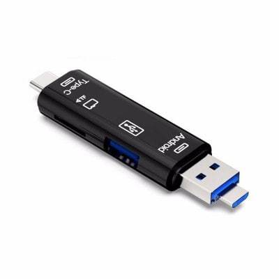 Type-C Micro USB to OTG Hub Adapter with TF Card Reader