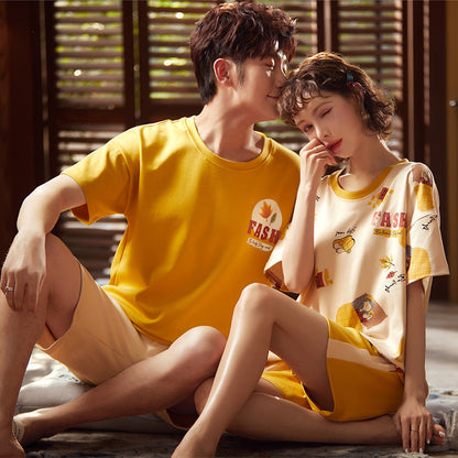 Couple Pajamas Short Sleeve Set