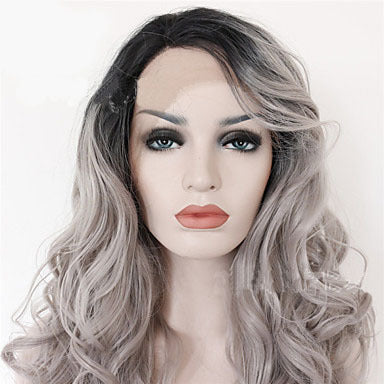 Grey Black Ombre Wavy Lace Wig