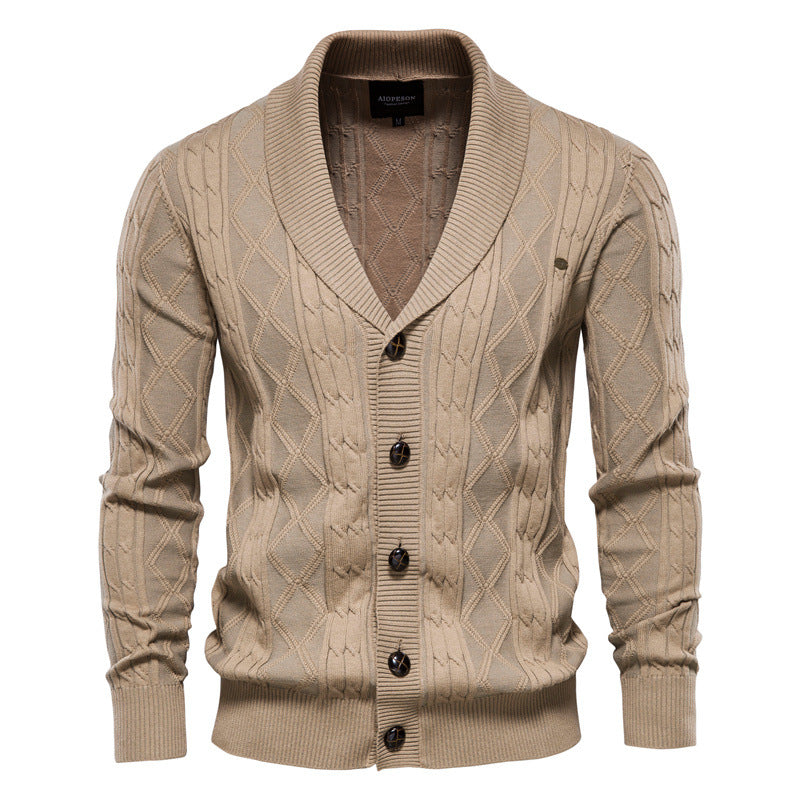 Men's Cardigan V-Neck Long-Sleeve Sweater, Men's Thick Knit Jacket, Casual Versatile Loose Fit Inner Wear