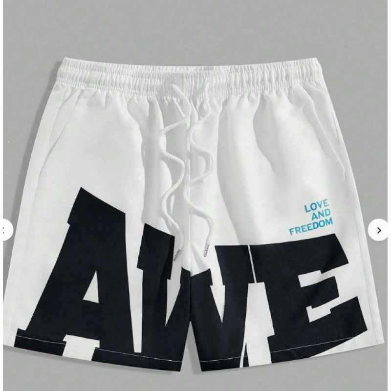 American-style High-street Beach Shorts With A Large 3D Letter Print