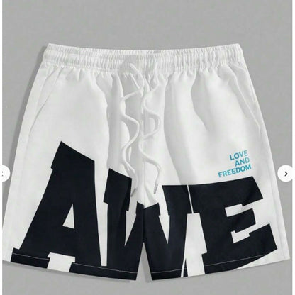 American-style High-street Beach Shorts With A Large 3D Letter Print