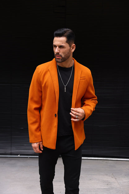 Wool British Polo Collar Solid Color Casual Trench Coat