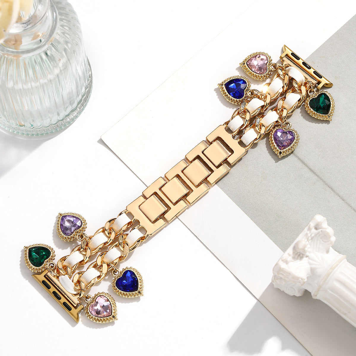 For Iwatch Strap Xiaoxiang Style Iwatch6543 Generation Denim Chain Metal BraceletXiaoxiang Style Strap