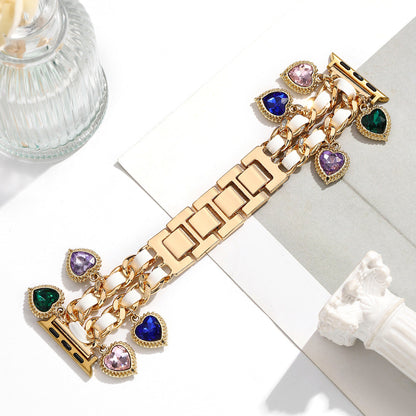 For Iwatch Strap Xiaoxiang Style Iwatch6543 Generation Denim Chain Metal BraceletXiaoxiang Style Strap