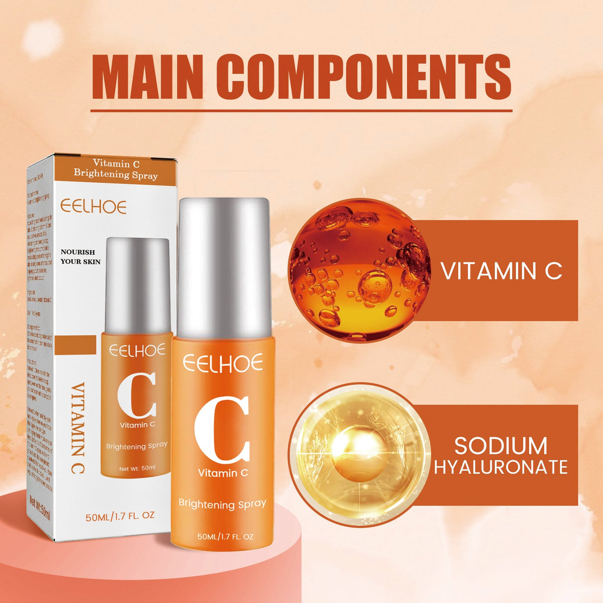 Vitamin C Moisturizing Spray Hydrates And Moisturizes Skin, Lightening Acne Spots And Whitening Spray