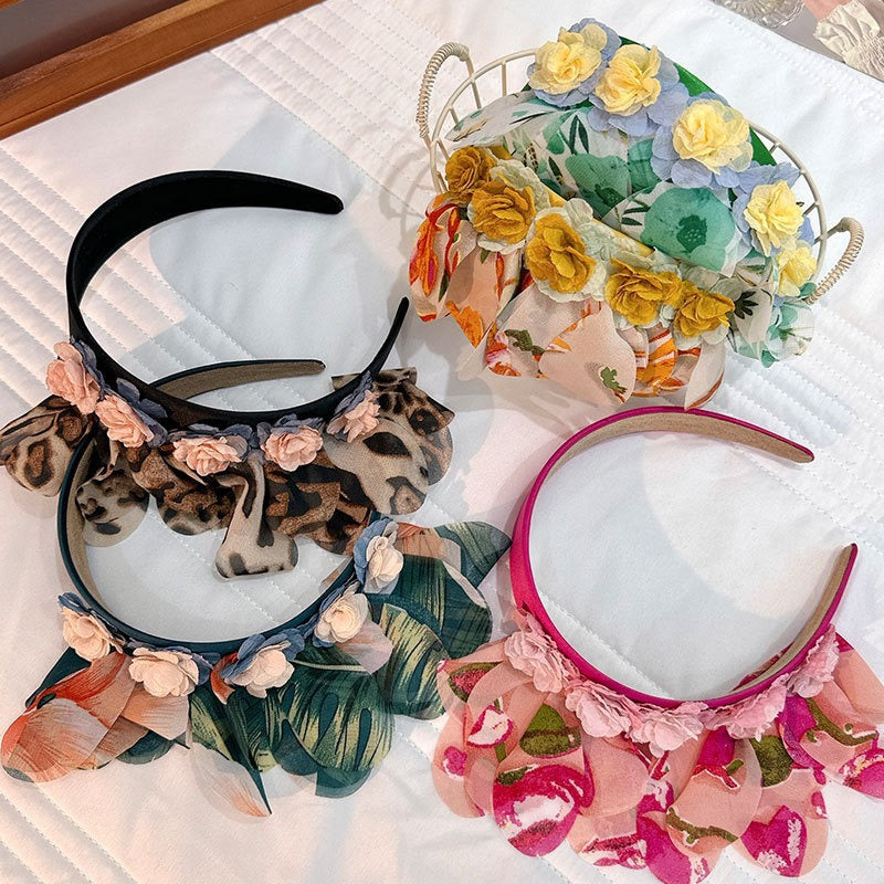 Fashionable leopard print fabric flower headband