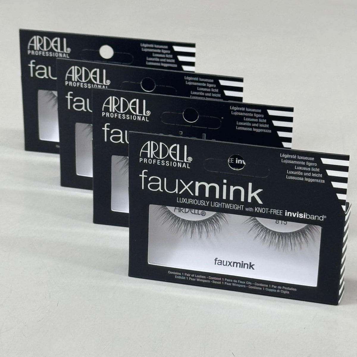ARDELL (4 PACK, 1 PAIR EACH) Fauxmink Eyelashes Lightweight Knot Free 815