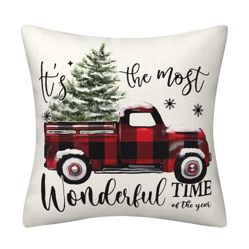 Black and red checkered car letter pillow cover, Amazon home sofa cushion cover, holiday pillow