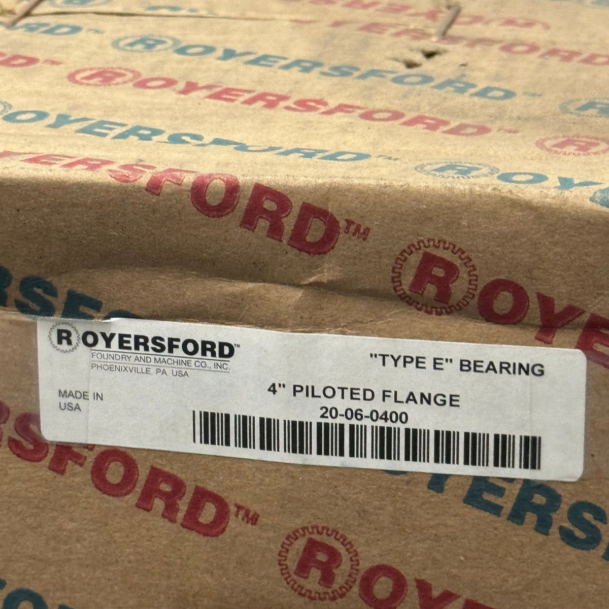 ROYERSFORD Type E Piloted Flange Bearings 4" Non-Expansion Blue 20-06-0400