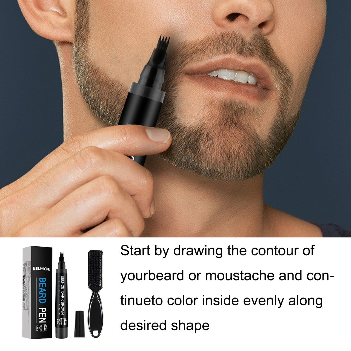 Beard Refill Pen Kit Men's Beard Natural Waterproof Beard Pen Beard Tracing Pen