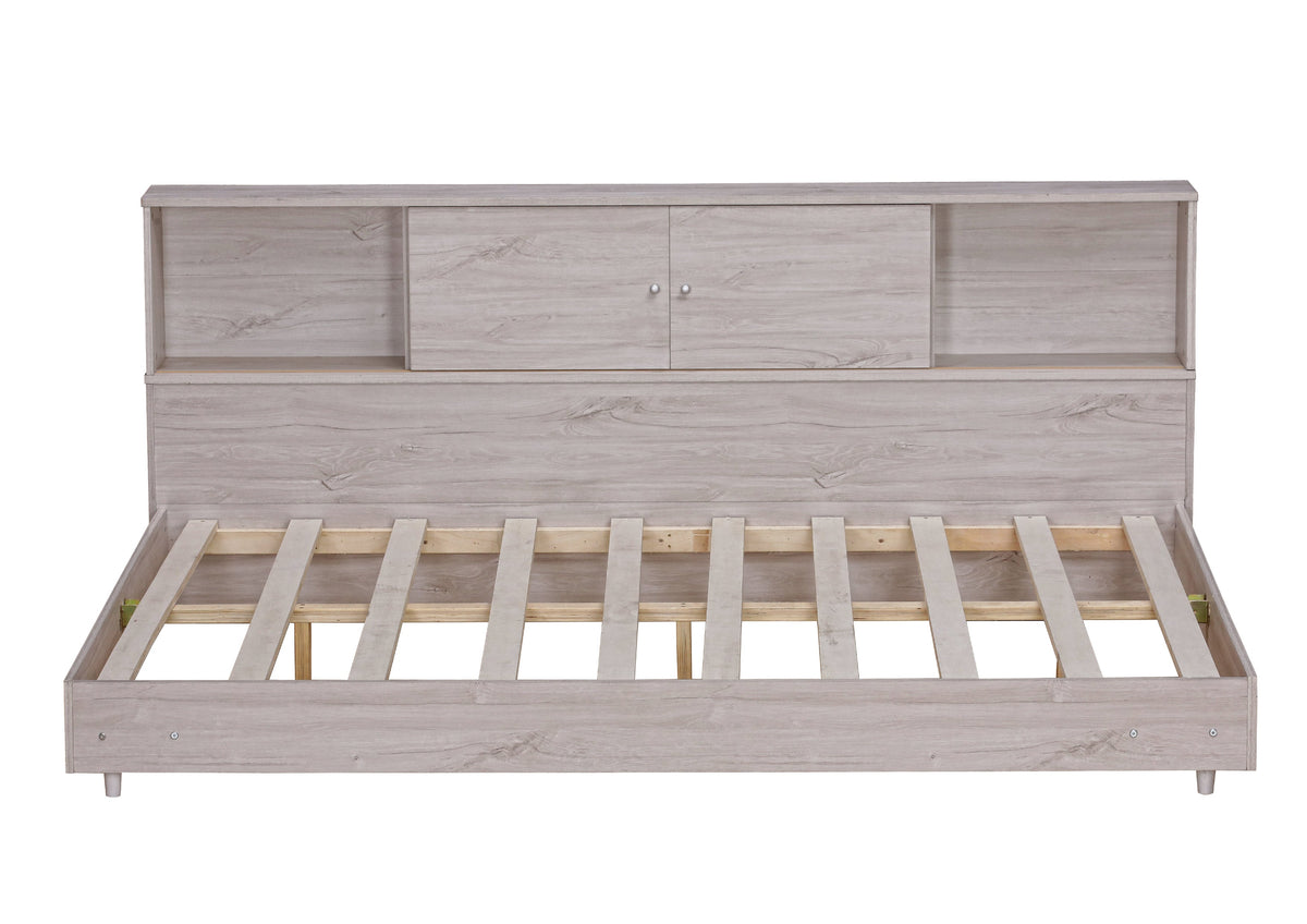 Full Size Daybed Frame with Storage Bookcases White Oak