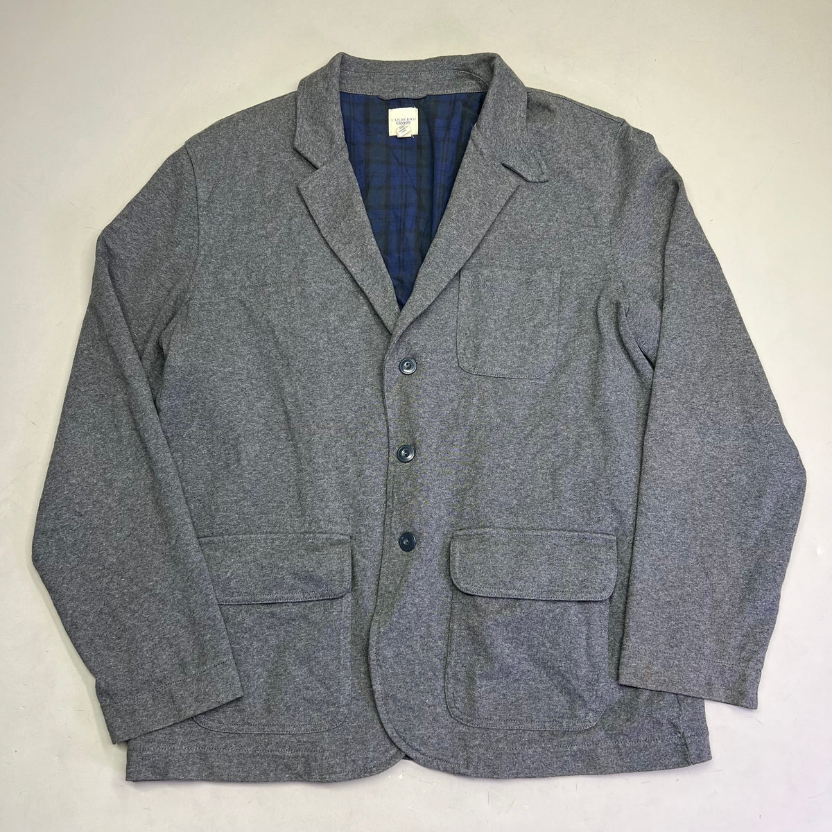 LANDS END CANVAS Jacket 100% Cotton Diamond Stitch Shoulder Men's Sz XL Grey