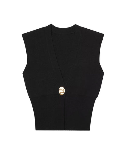 Elegant Casual Commuting Vest V-neck Tank Top for Women withDesign Sense