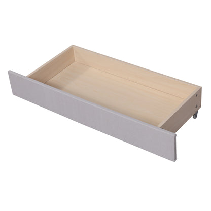 Queen Size Upholstered Platform Bed with Storage Headboard  LED  USB Charging and 2 Drawers  Beige