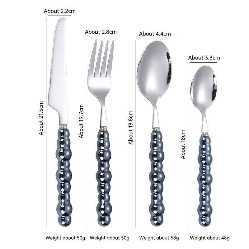 304 stainless steel knife and fork spoon creative pearl ceramic handle tableware western steak knife and fork dessert spoon