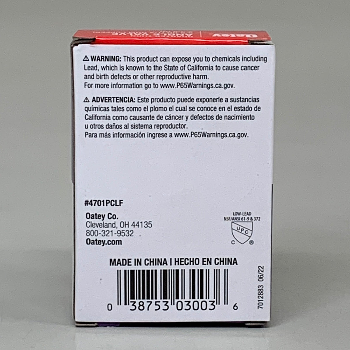 OATEY (2 PACK) Quarter Turn Angle Valve 1/2 NOM Copper 5/8 X 3/8 4701PCLF