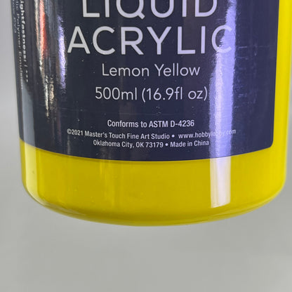 MASTERS TOUCH (2 PACK) Liquid Acrylic Artist Paint 16.9 oz Lemon Yellow 1820885