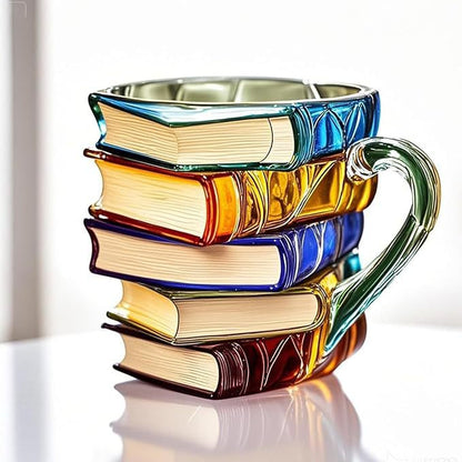 Colorful Books Coffee Cup Unique Stacked Books Coffee Cup