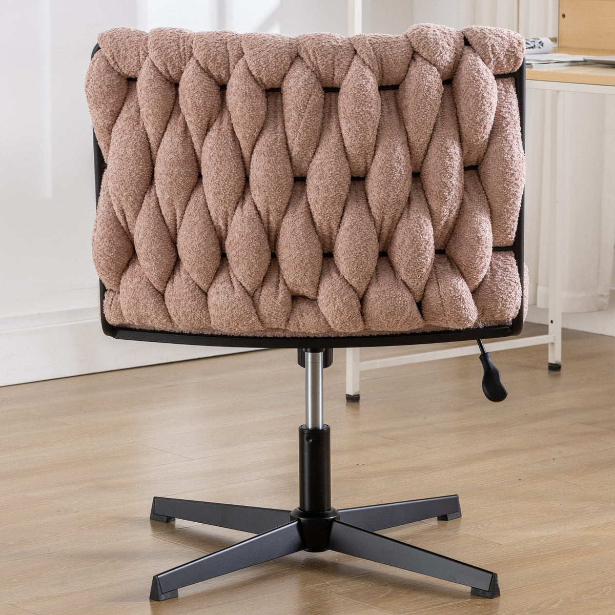 Armless Office Desk Chair No Wheels PINK