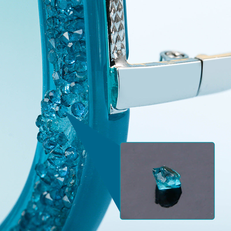 European And American-style Womens Diamond-encrusted Polygonal Irregular Sunglasses