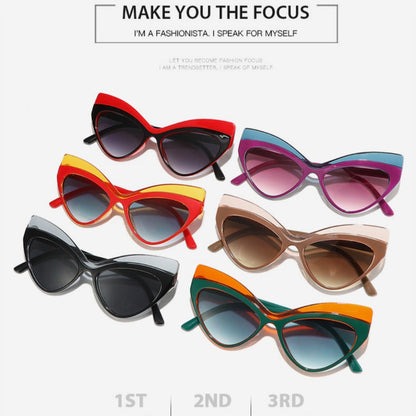 Cool Contrast Color Large Frame Color Matching Fashion Sunglasses