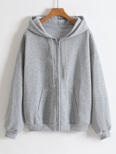 Zip-Up Drawstring Thermal-Lined Hoodie