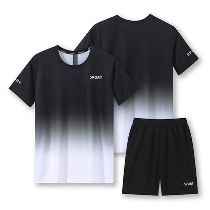 Workout Short Sleeve T-shirt Quick-drying Clothes Running Loose Casual Gradient Sports Suit