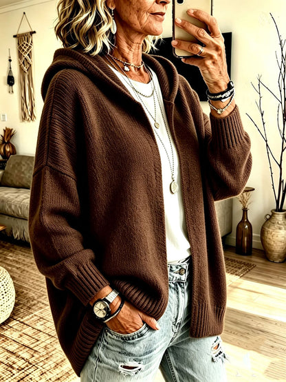 New Fallwinter Long-sleeve Hooded Knitted Cardigan Sweater Jacket For Women